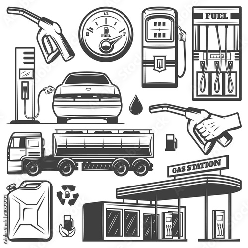Vintage Gas Station Icons Collection