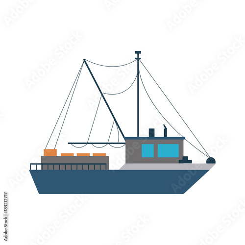 Fishing ship isolated icon vector illustration graphic design