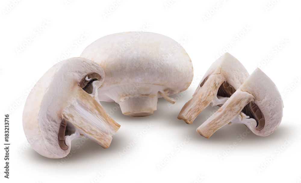 Champignons are isolated on a white background Champignons are isolated on a white background