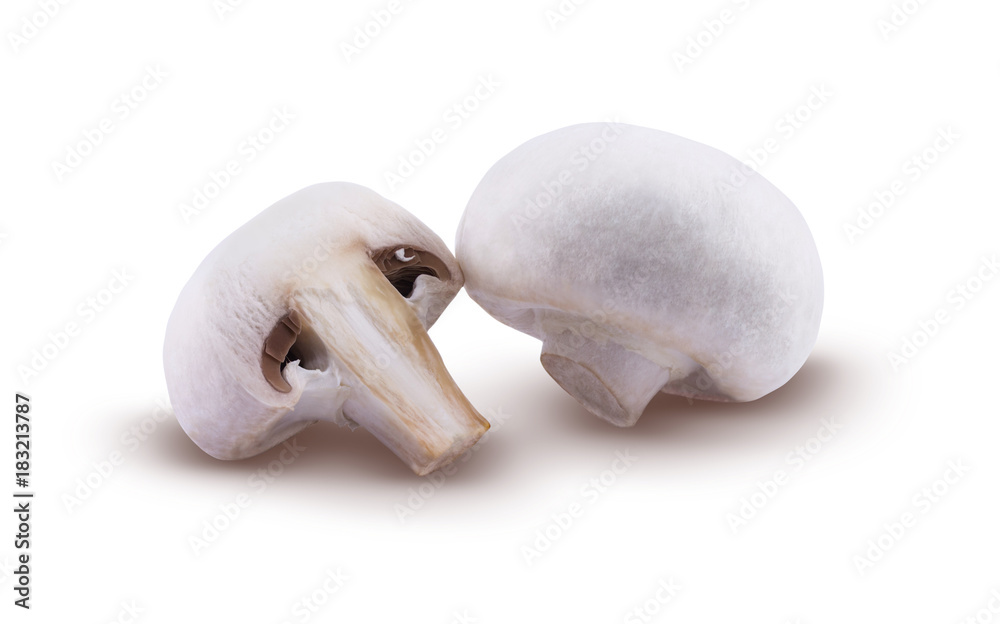 Champignons are isolated on a white background Champignons are isolated on a white background