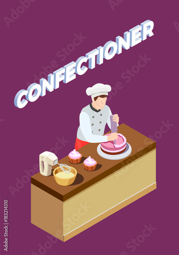 Pastry Chef Isometric Background