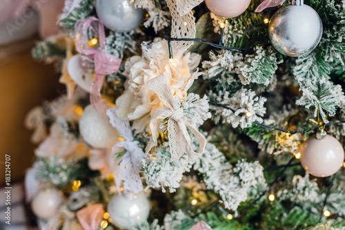 Embellished Christmas tree decoration white flower
