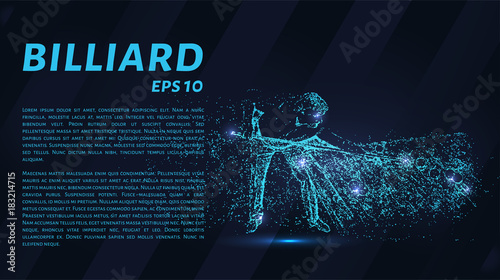 The billiard particle. Man playing Billiards. Vector illustration