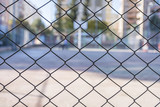 Protection Mesh Fence of Basketball Court Closeup