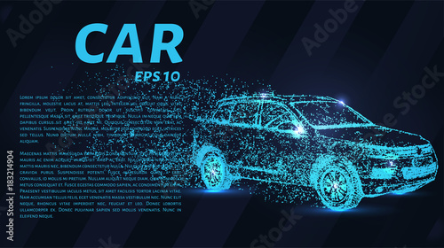 The car of the particles. The crossover consists of circles and points. Vector illustration