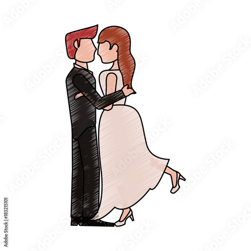 Bride and fiance cartoon icon vector illustration graphic design