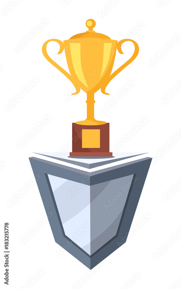 Golden Cup Prize Icon on Stand Vector Illustration Golden Cup Prize Icon on Stand Vector Illustration