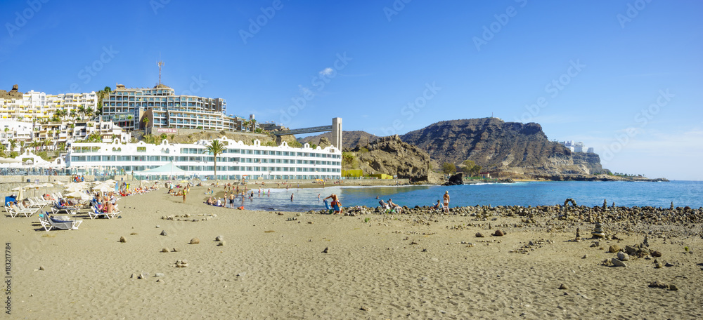 Beautiful beach of Playa del Cura, near playa Amadores  ,Puerto Rico town, Gran Canaria, Canary Islands. Spain