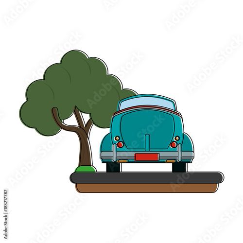 Vintage car backview icon vector illustration graphic design