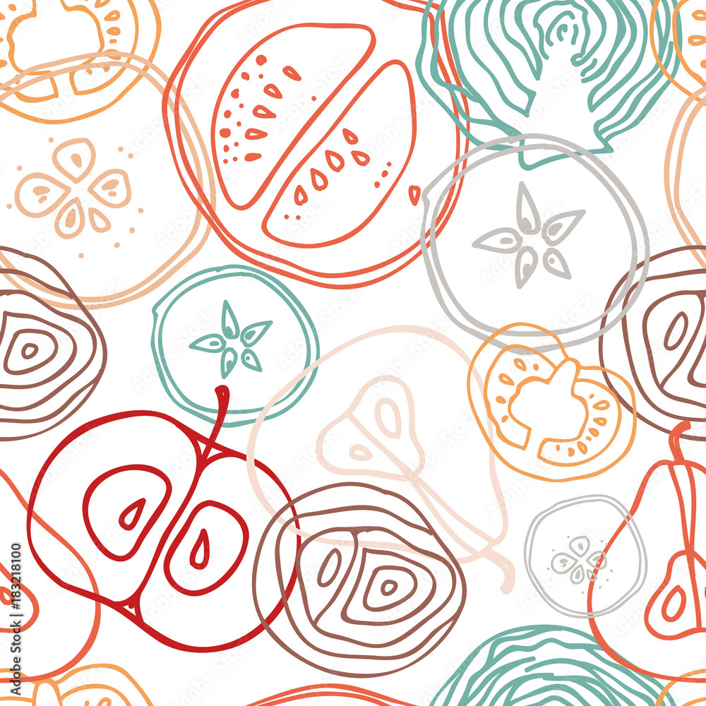 Seamless vector background with fruits. Seamless vector background with fruits.