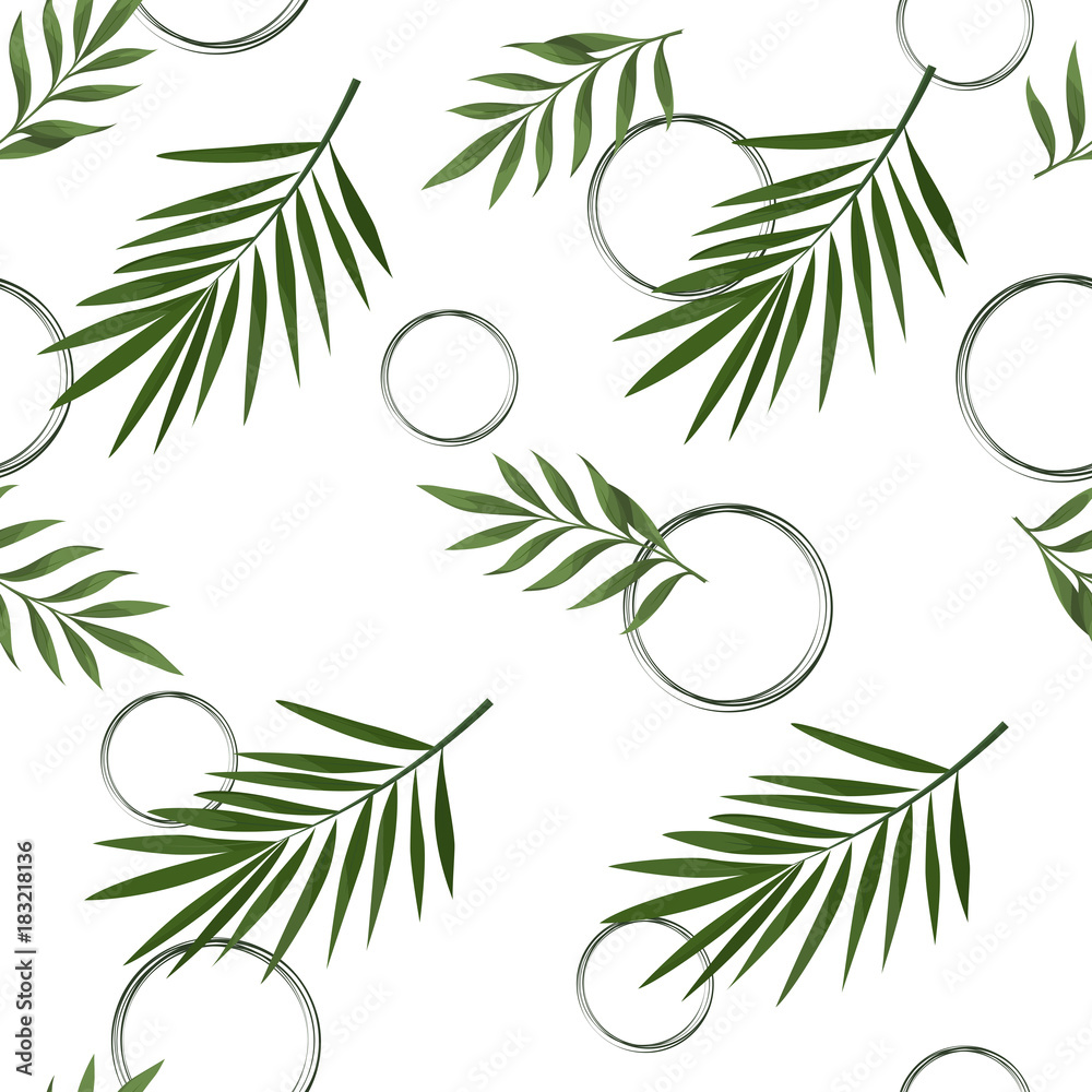 Vector seamless pattern with tropical leaves. Jungle style background. Trendy  tropical concept.