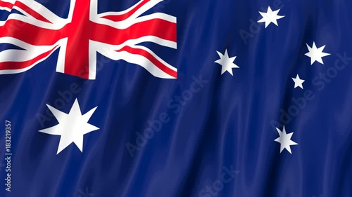 Flag of Australia waving in the wind. Seamless looping. 3d generated.
