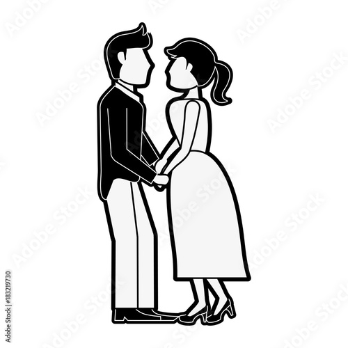 Bride and fiance cartoon icon vector illustration graphic design