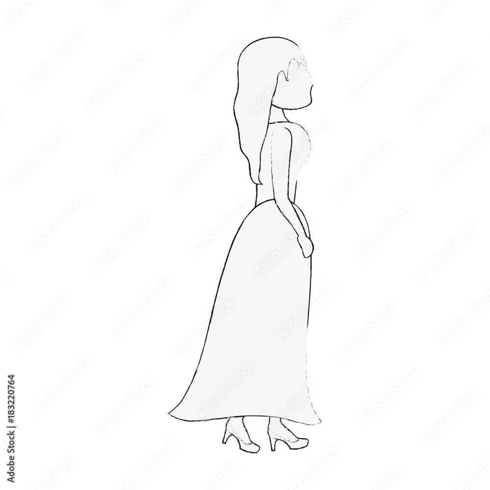 Bride with beautiful dress icon vector illustration graphic design Bride with beautiful dress icon vector illustration graphic design
