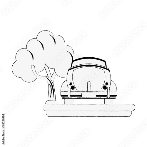 Vintage car backview icon vector illustration graphic design