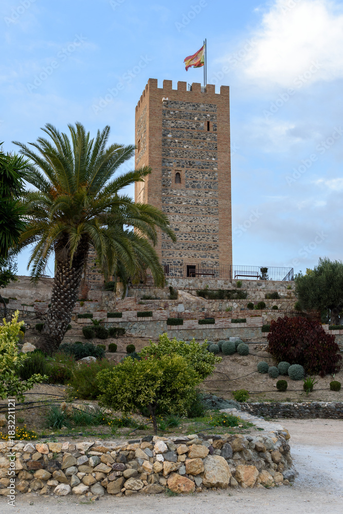 The tower of Fortaleza Castle in Velez Malaga.
