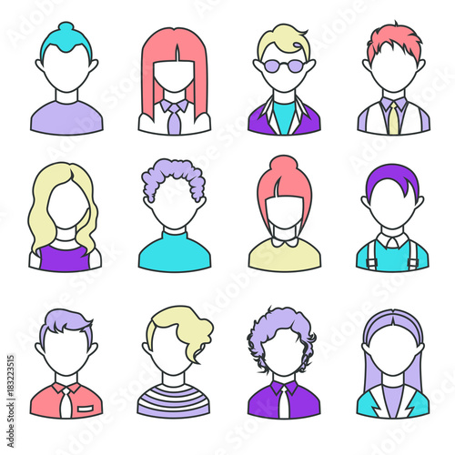 set of linear avatars. simple icons. vector illustration