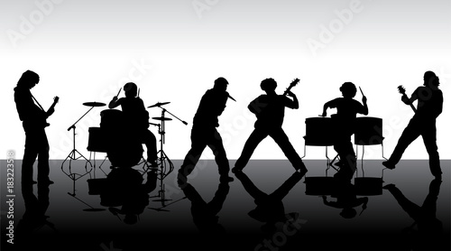 Rock band silhouette on stage