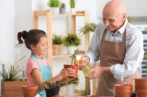 Senior man gardening with h...