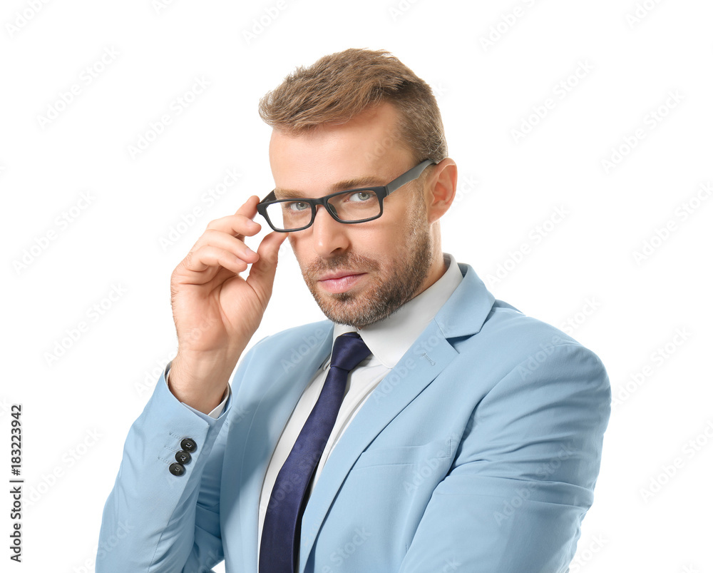Attractive man in formal suit on white background Attractive man in formal suit on white background