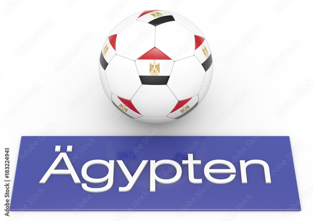 Fußball mit Flagge Ägypten, deutsche Version 1, 3D-Rendering Fußball mit Flagge Ägypten, deutsche Version 1, 3D-Rendering
