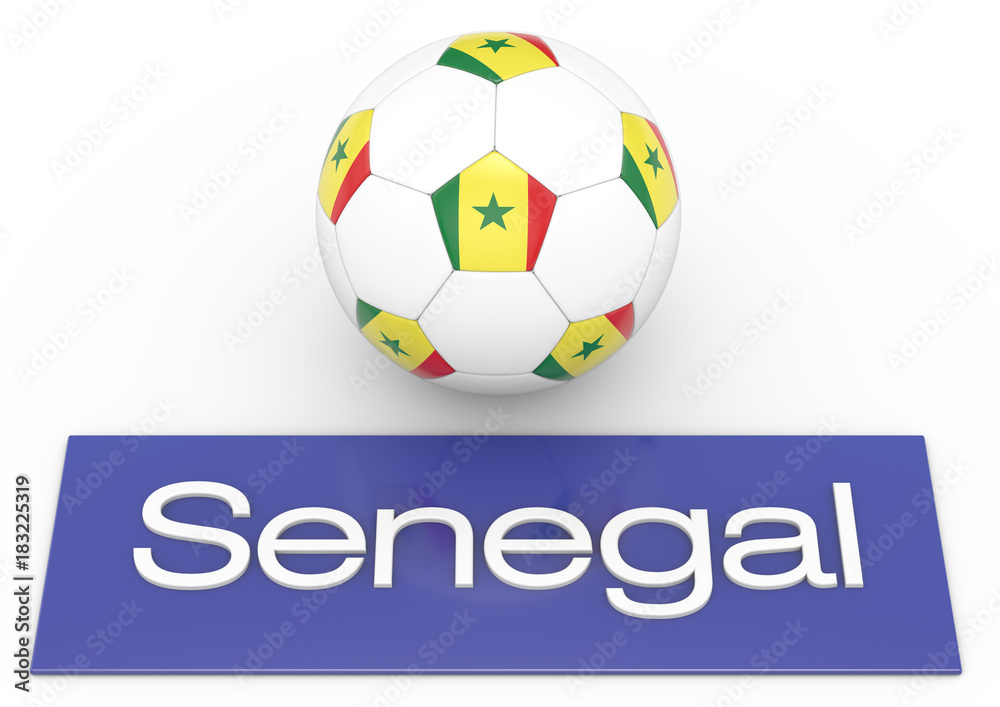 Fußball mit Flagge Senegal, Version 2, 3D-Rendering Fußball mit Flagge Senegal, Version 2, 3D-Rendering