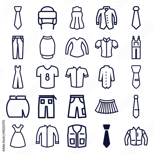 Set of 25 apparel outline icons