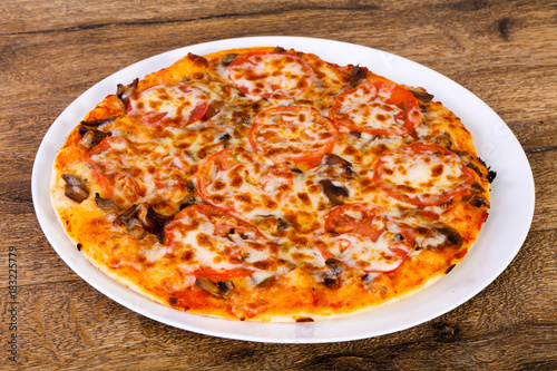 Mushroom pizza with cheese