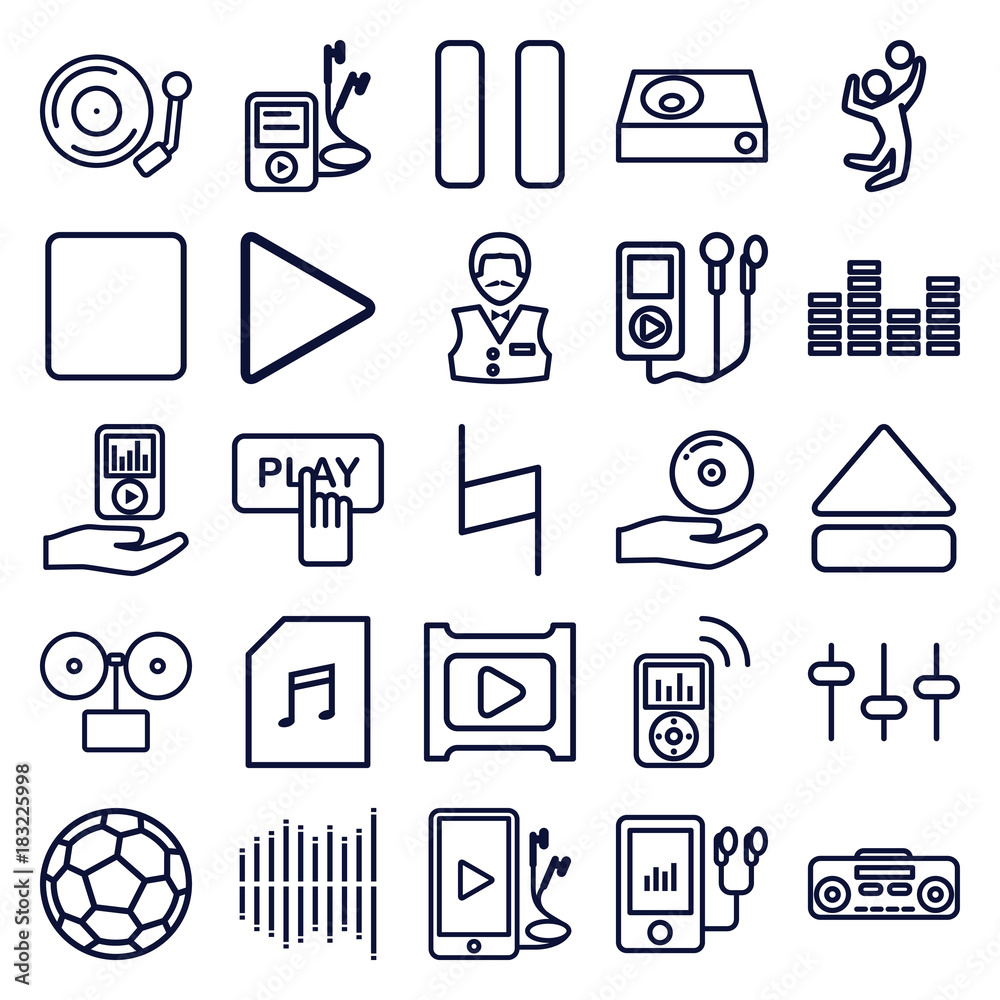 Fototapeta premium Set of 25 player outline icons