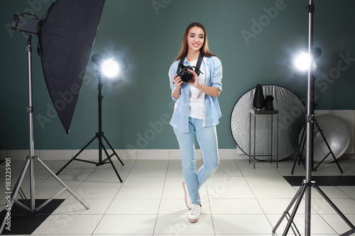 Beautiful young photographe...