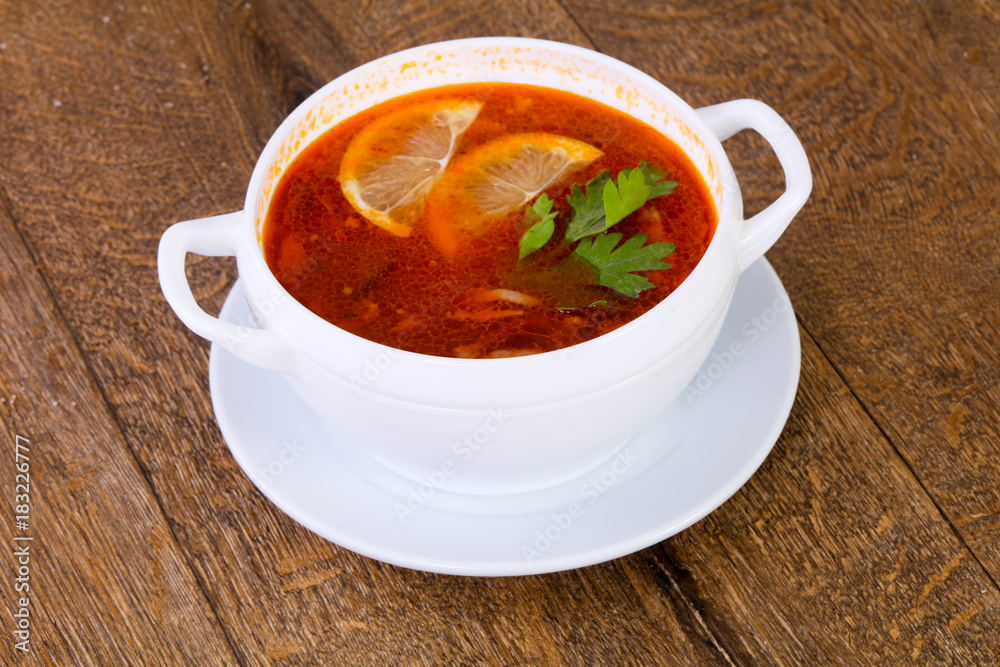 Solyanka soup with lemon Solyanka soup with lemon