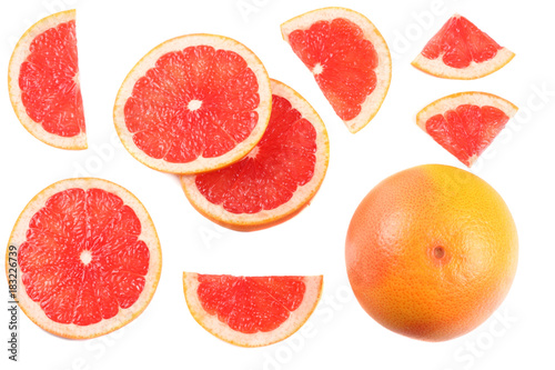 healthy food. sliced grapefruit isolated on white background top view