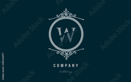 w blue decorative monogram alphabet letter logo icon design