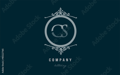 cs c s  blue decorative monogram alphabet letter logo combination icon design
