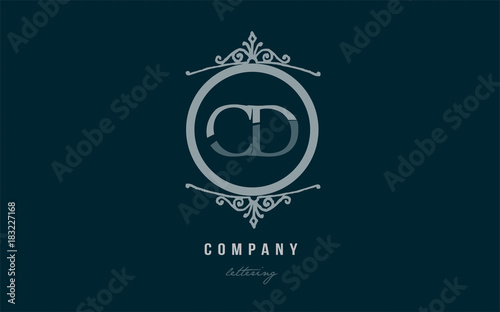 cd c d blue decorative monogram alphabet letter logo combination icon design