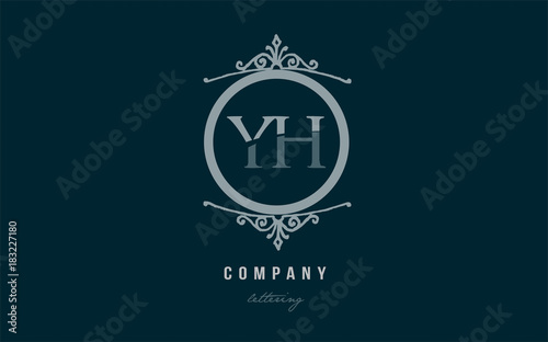 yh y h blue decorative monogram alphabet letter logo combination icon design