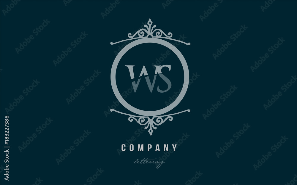 ws w s blue decorative monogram alphabet letter logo combination icon design