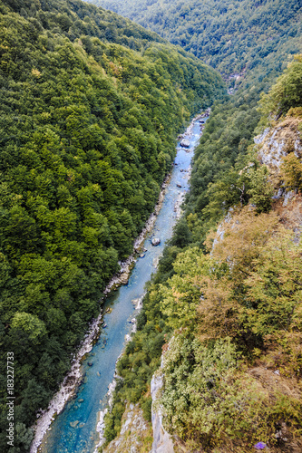 View from the Djurdjevic bridge to the Tara cone, a beautiful mountain landscape © alesmunt