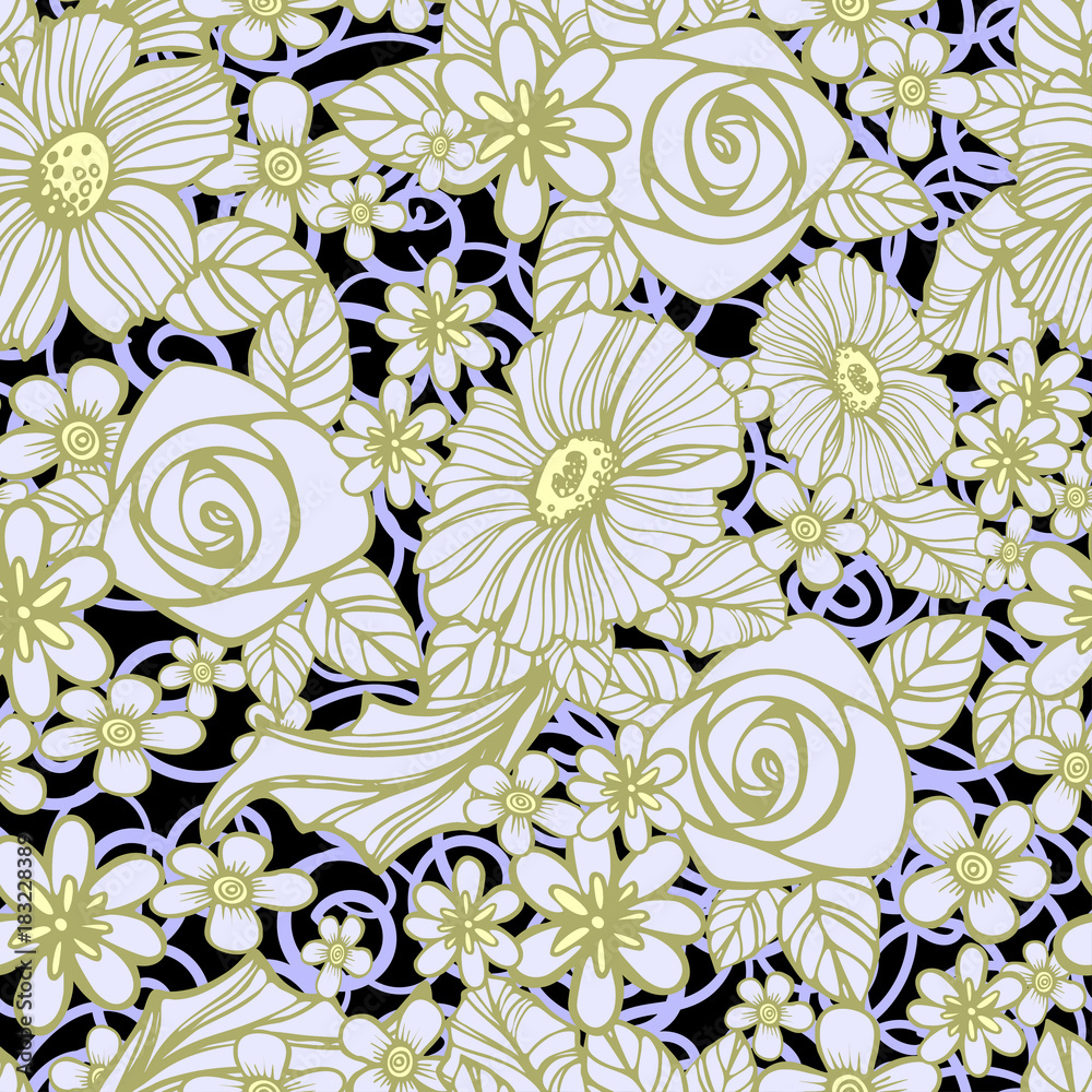 Seamless floral pattern with flowers Seamless floral pattern with flowers