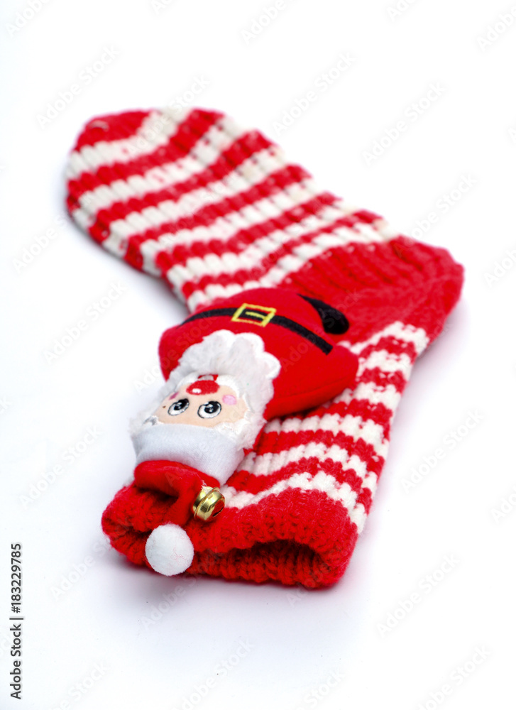 Cute Christmas stocking isolated on white Cute Christmas stocking isolated on white