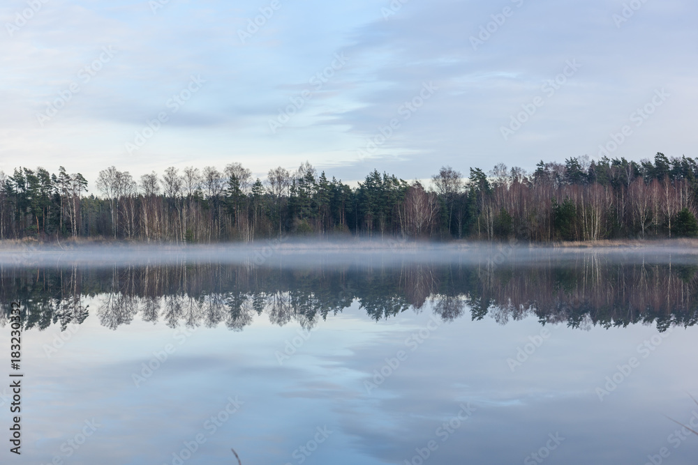 lake with water reflections in colorful autumn day lake with water reflections in colorful autumn day
