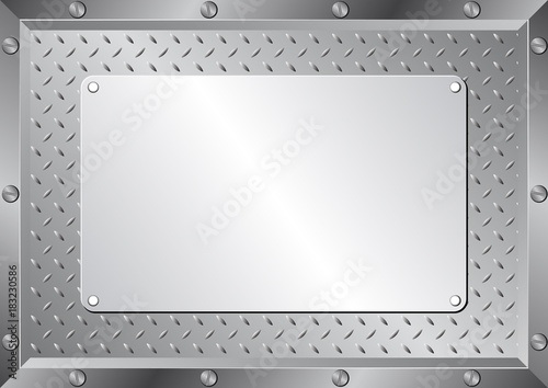 metal plaque on textured metallic background