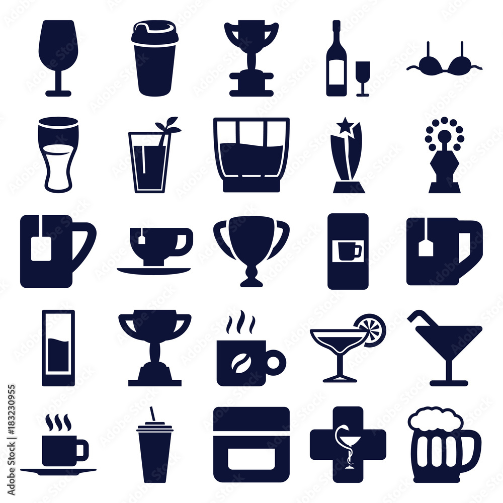 Set of 25 cup filled icons