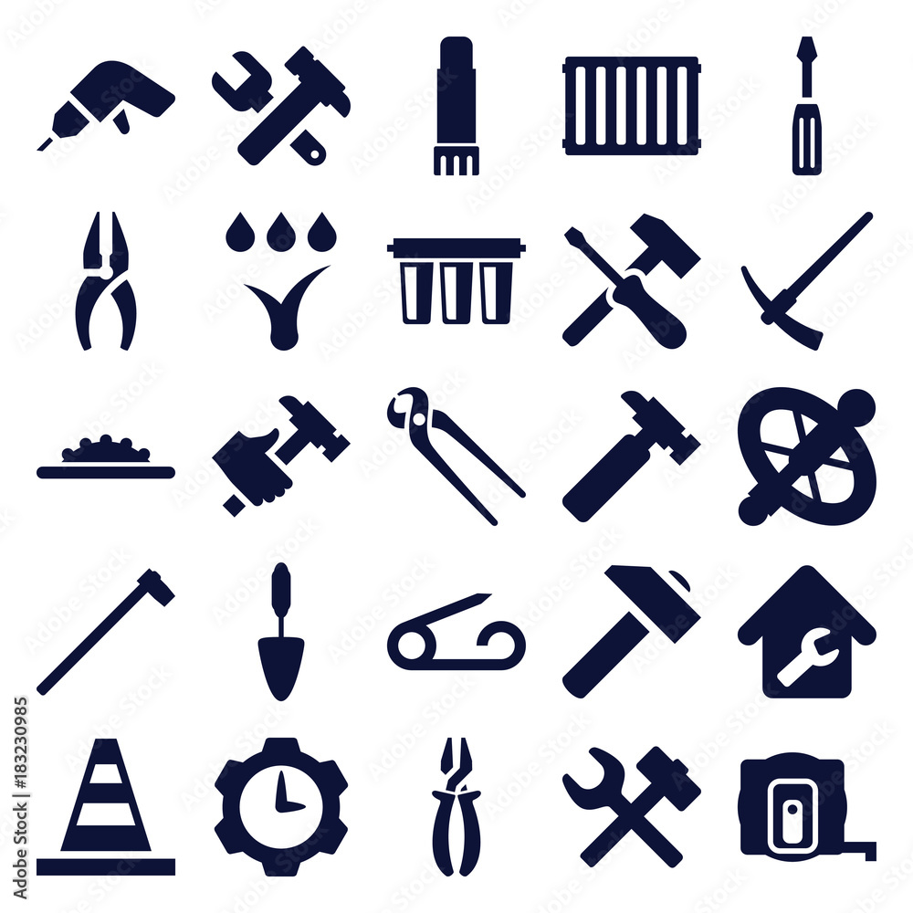 Set of 25 repair filled icons
