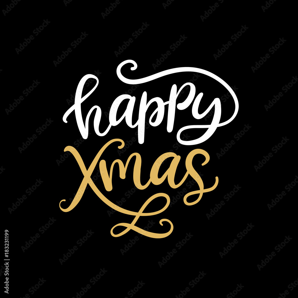 Happy Xmas. Christmas ink hand lettering phrase