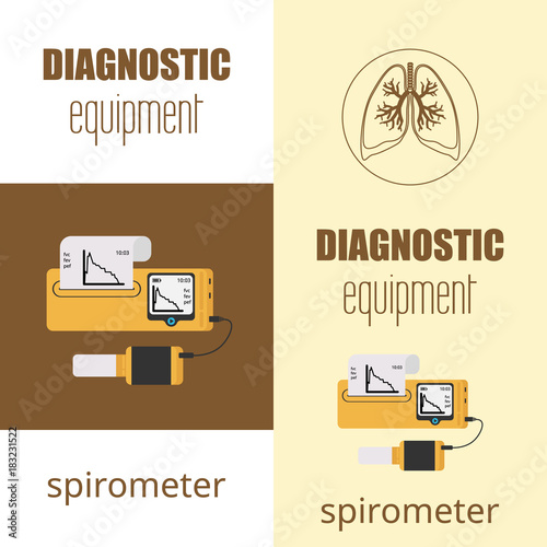Spirometer medical equipment. The device determines the volume of the lungs. Vector flat icon.