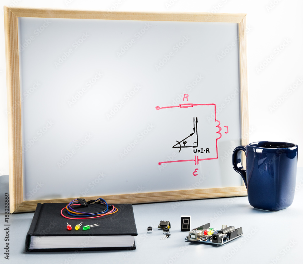 Whiteboard for school education of digital circuit design Stock Photo |  Adobe Stock