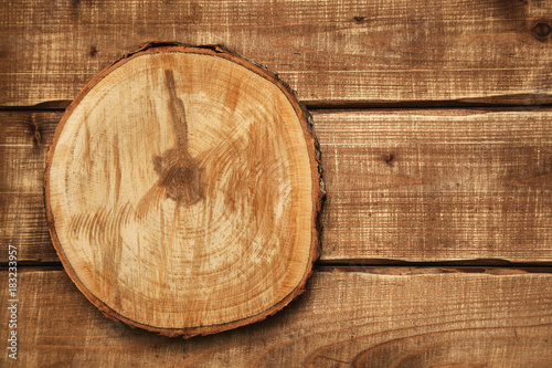 Background, wood texture, free space for creativity. Circular saw cut wood. wood slice cross section