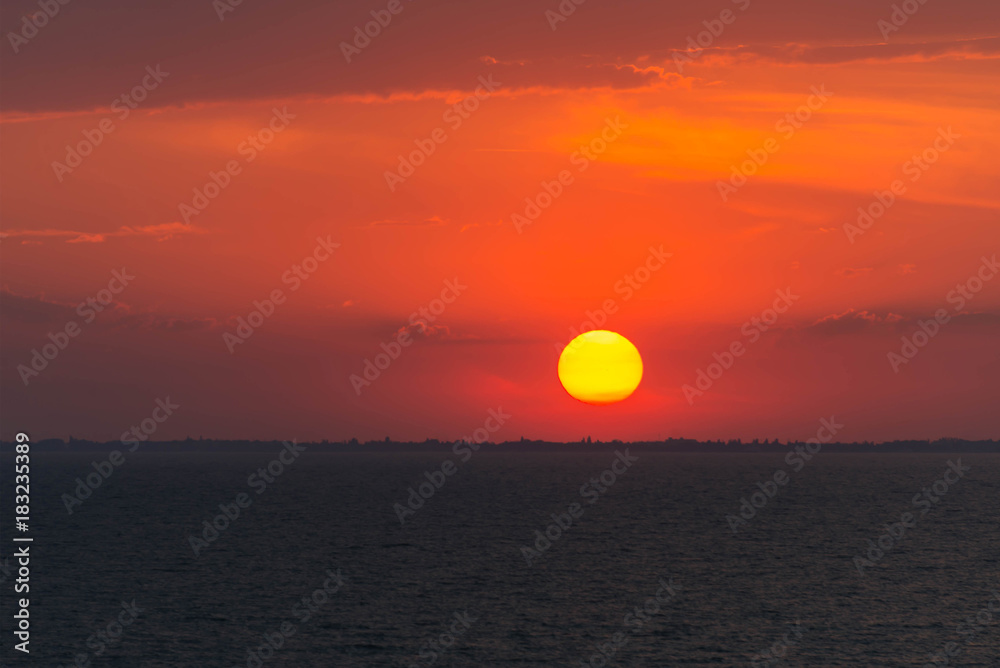 Orange sunset and the sea