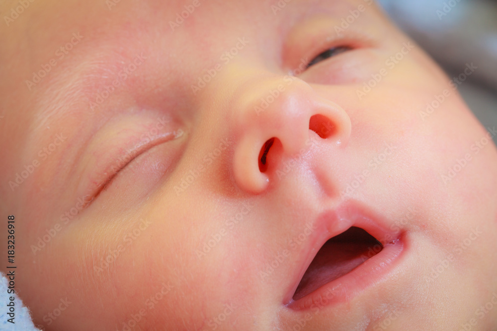Little newborn baby sleeping calmly in blanket Little newborn baby sleeping calmly in blanket